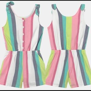 Gap kids multi colored stripe one tie shoulder romper